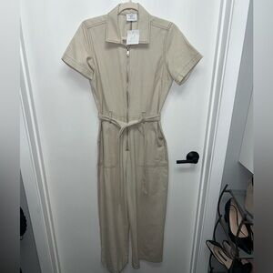 Bobbles and Lace Perfect Vibe Beige Jumpsuit